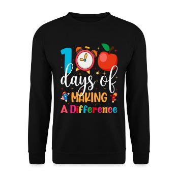 100 Days of Making a Difference in School - Unisex Sweatshirt - black - Front - Alina (178cm) & Michal (187cm)
