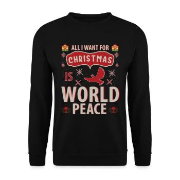 All I want for Christmas is World Peace - Unisex Pullover - Schwarz - Vorne - Alina (178cm) & Michal (187cm)