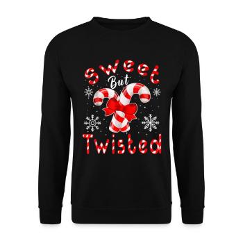 Candy Cane Sweet mais Tordu Joyeux Noël - Sweat-shirt Unisexe - noir - Devant - Alina (178cm) & Michal (187cm)