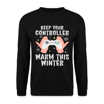 Gardez votre manette au chaud cet hiver - Sweat-shirt Unisexe - noir - Devant - Alina (178cm) & Michal (187cm)