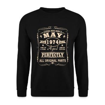 Millésime Mai 1974 Anniversaire - Sweat-shirt Unisexe - noir - Devant - Alina (178cm) & Michal (187cm)