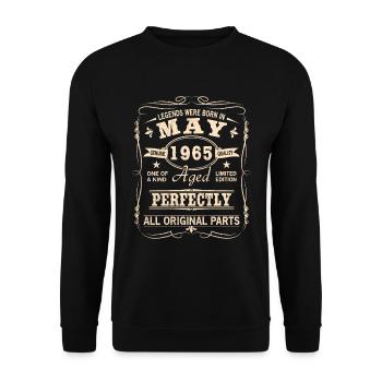 Vintage Mai 1965 Geburtstag - Unisex Pullover - Schwarz - Vorne - Alina (178cm) & Michal (187cm)