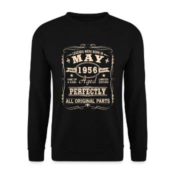 Vintage Mai 1956 Geburtstag - Unisex Pullover - Schwarz - Vorne - Alina (178cm) & Michal (187cm)