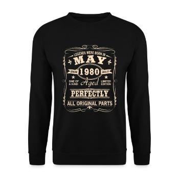 Millésime Mai 1980 Anniversaire - Sweat-shirt Unisexe - noir - Devant - Alina (178cm) & Michal (187cm)