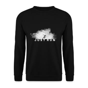 Just run Jogger Läufer Fitness Motiv - Unisex Pullover - Schwarz - Vorne - Alina (178cm) & Michal (187cm)