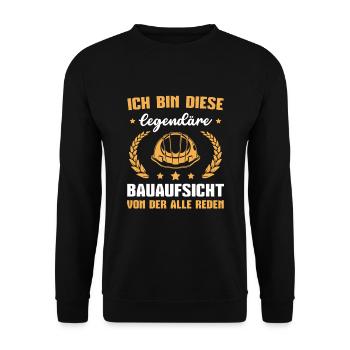 Bauleitung Baustelle Bauleiter Bauaufsicht - Unisex Pullover - Schwarz - Vorne - Alina (178cm) & Michal (187cm)