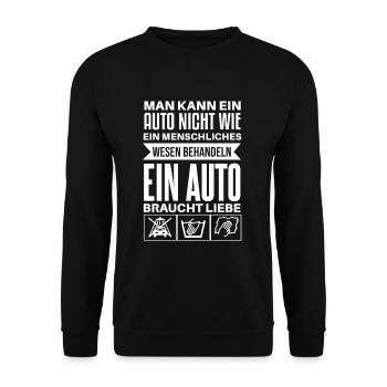 Lustiges Auto Tuner Autofahrer Spruch - Unisex Pullover - Schwarz - Vorne - Alina (178cm) & Michal (187cm)