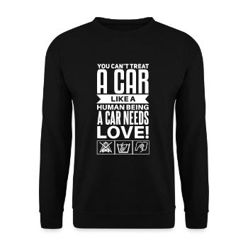 Lustiges Auto Tuner Autofahrer Spruch - Unisex Pullover - Schwarz - Vorne - Alina (178cm) & Michal (187cm)