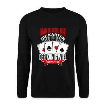 Lustiges Poker Pokerspieler Spruch Motiv - Unisex Pullover - Schwarz - Vorne - Alina (178cm) & Michal (187cm)