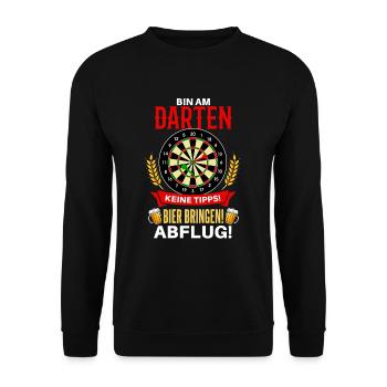 Cooles Dartsspieler Darts Spruch Motiv - Unisex Pullover - Schwarz - Vorne - Alina (178cm) & Michal (187cm)