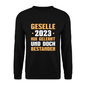 Geselle 2023 Gesellenprüfung bestanden - Unisex Pullover - Schwarz - Vorne - Alina (178cm) & Michal (187cm)