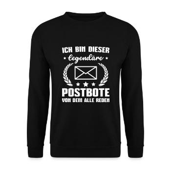 Post Paketbote Briefträger Postbote - Unisex Pullover - Schwarz - Vorne - Alina (178cm) & Michal (187cm)