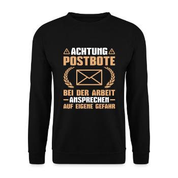 Post Paketdienst Briefträger Postbote - Unisex Pullover - Schwarz - Vorne - Alina (178cm) & Michal (187cm)