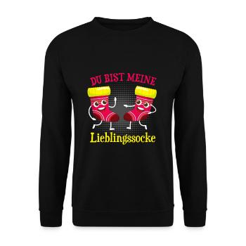 Du bist meine Lieblingssocke - Unisex Pullover - Schwarz - Vorne - Alina (178cm) & Michal (187cm)