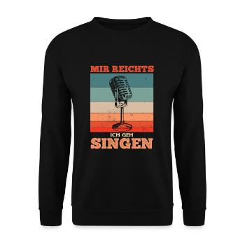 Witziges Sänger Mikrofon Spruch Motiv - Unisex Pullover - Schwarz - Vorne - Alina (178cm) & Michal (187cm)