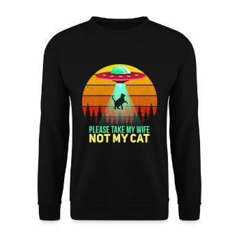 Witziges Katzen Katzenbesitzer Motiv - Unisex Pullover - Schwarz - Vorne - Alina (178cm) & Michal (187cm)