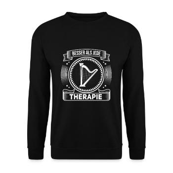 Witziger Harfenspieler Harfen Spruch - Unisex Pullover - Schwarz - Vorne - Alina (178cm) & Michal (187cm)