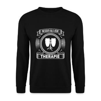Witziges Trommler Trommel Spruch Motiv - Unisex Pullover - Schwarz - Vorne - Alina (178cm) & Michal (187cm)