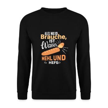 Cooles Brot backen Bäcker Spruch Motiv - Unisex Pullover - Schwarz - Vorne - Alina (178cm) & Michal (187cm)