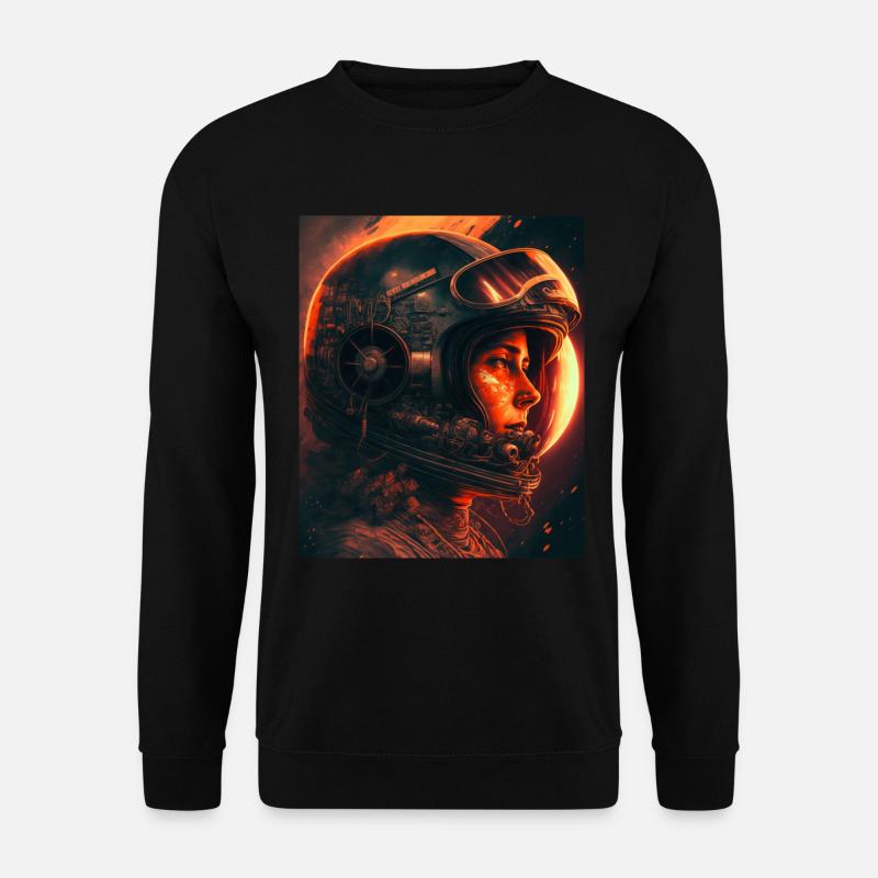 Vintage Weltraum Astronautin - Unisex Pullover - Schwarz