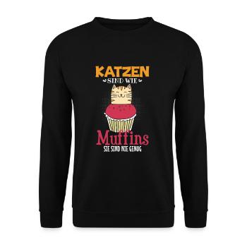 Witziges Katzen Haustier Spruch Design - Unisex Pullover - Schwarz - Vorne - Alina (178cm) & Michal (187cm)
