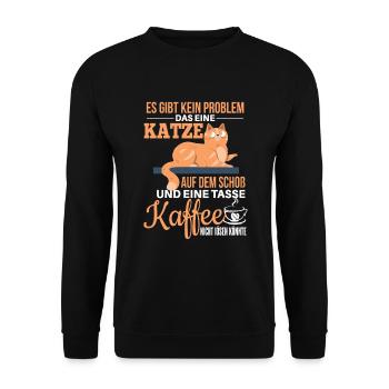 Witziges Katzen Haustier Spruch Design - Unisex Pullover - Schwarz - Vorne - Alina (178cm) & Michal (187cm)