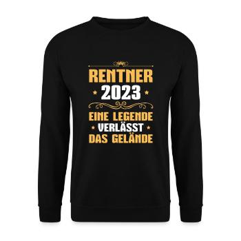 Rente 2023 Ruhestand Spruch Rentner - Unisex Pullover - Schwarz - Vorne - Alina (178cm) & Michal (187cm)