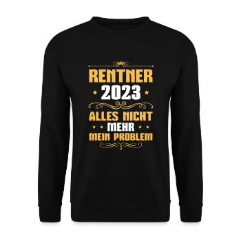 Rentner 2023 Arbeitskollege Ruhestand Rente - Unisex Pullover - Schwarz - Vorne - Alina (178cm) & Michal (187cm)
