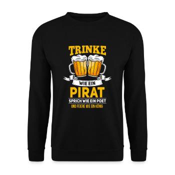 Witziges Bier Trinker Party Spruch Motiv - Unisex Pullover - Schwarz - Vorne - Alina (178cm) & Michal (187cm)