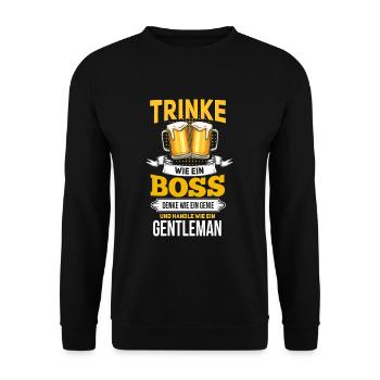 Witziges Bier Trinker Party Spruch Motiv - Unisex Pullover - Schwarz - Vorne - Alina (178cm) & Michal (187cm)
