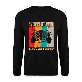 Cooles Gamer Zocker Spruch Design - Unisex Pullover - Schwarz - Vorne - Alina (178cm) & Michal (187cm)