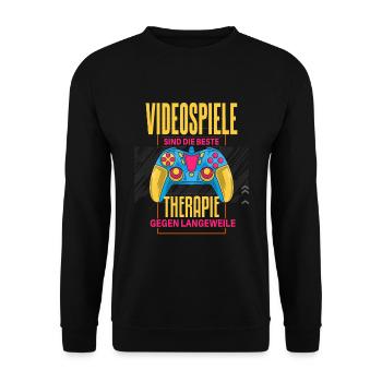 Cooles Gamer Zocker Spruch Design - Unisex Pullover - Schwarz - Vorne - Alina (178cm) & Michal (187cm)