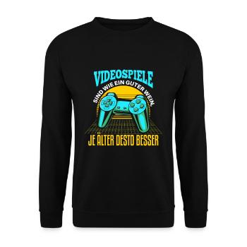 Cooles Gamer Zocker Spruch Design - Unisex Pullover - Schwarz - Vorne - Alina (178cm) & Michal (187cm)
