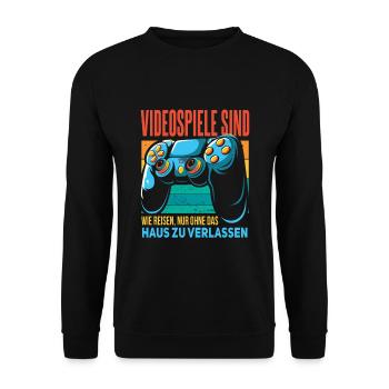 Cooles Gamer Zocker Spruch Design - Unisex Pullover - Schwarz - Vorne - Alina (178cm) & Michal (187cm)