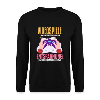 Cooles Gamer Zocker Spruch Design - Unisex Pullover - Schwarz - Vorne - Alina (178cm) & Michal (187cm)