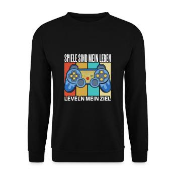 Cooles Gamer Zocker Spruch Design - Unisex Pullover - Schwarz - Vorne - Alina (178cm) & Michal (187cm)