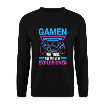 Cooles Gamer Zocker Spruch Design - Unisex Pullover - Schwarz - Vorne - Alina (178cm) & Michal (187cm)