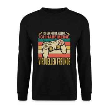 Cooles Gamer Zocker Spruch Design - Unisex Pullover - Schwarz - Vorne - Alina (178cm) & Michal (187cm)
