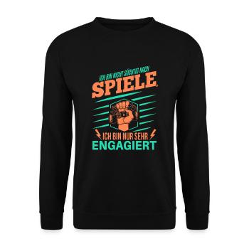 Cooles Gamer Zocker Spruch Design - Unisex Pullover - Schwarz - Vorne - Alina (178cm) & Michal (187cm)