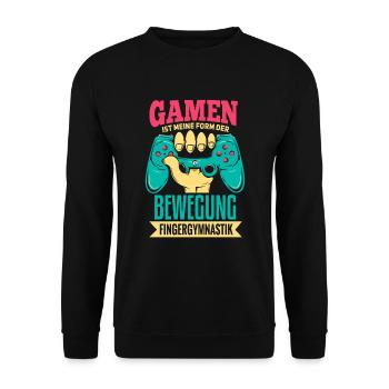 Cooles Gamer Zocker Spruch Design - Unisex Pullover - Schwarz - Vorne - Alina (178cm) & Michal (187cm)