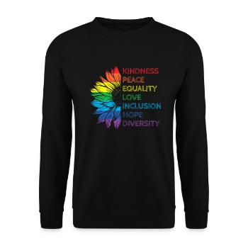 Peace Love Diversity Inclusion Equality Humanity - Unisex Sweatshirt - black - Front - Alina (178cm) & Michal (187cm)