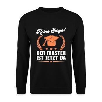 Masterprüfung bestanden Studium Abschluss Master - Unisex Pullover - Schwarz - Vorne - Alina (178cm) & Michal (187cm)