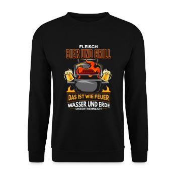 Cooler Griller Barbeque Grillen Spruch - Unisex Pullover - Schwarz - Vorne - Alina (178cm) & Michal (187cm)