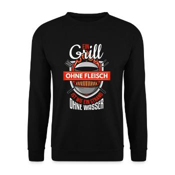 Cooler Griller Barbeque Grillen Spruch - Unisex Pullover - Schwarz - Vorne - Alina (178cm) & Michal (187cm)