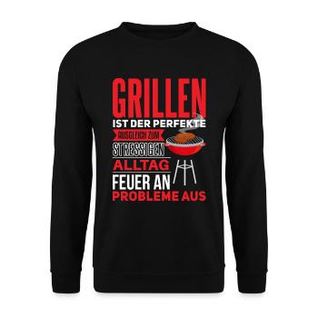 Cooler Griller Barbeque Grillen Spruch - Unisex Pullover - Schwarz - Vorne - Alina (178cm) & Michal (187cm)