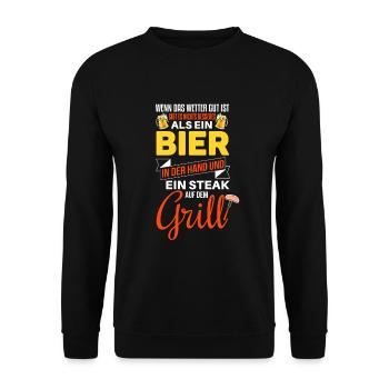 Cooler Griller Barbeque Grillen Spruch - Unisex Pullover - Schwarz - Vorne - Alina (178cm) & Michal (187cm)