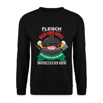 Cooler Griller Barbeque Grillen Spruch - Unisex Pullover - Schwarz - Vorne - Alina (178cm) & Michal (187cm)