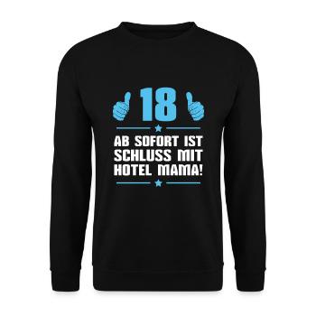 18er Eltern Sohn 18. Geburtstag Geschenkidee - Unisex Pullover - Schwarz - Vorne - Alina (178cm) & Michal (187cm)