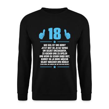 18er Eltern Sohn 18 Geburtstag Geschenk - Unisex Pullover - Schwarz - Vorne - Alina (178cm) & Michal (187cm)