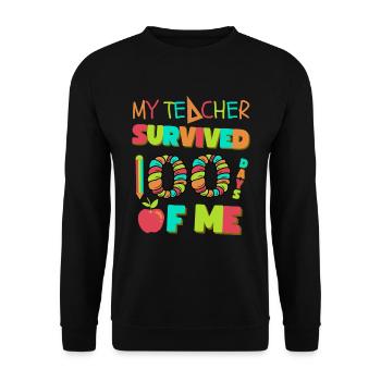 My Teacher Survived 100 Days Of Me 100 School Days - Unisex Sweatshirt - black - Front - Alina (178cm) & Michal (187cm)